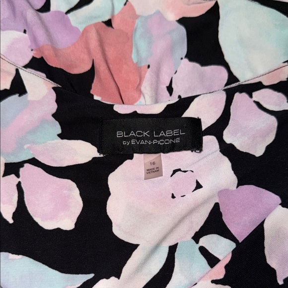 Black Label Evan Picone Floral Midi Dress Size 16 Sleeveless A-Line Stretch - Picture 2 of 13